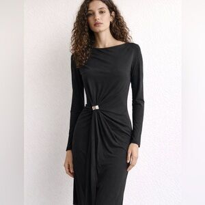 Louis Vuitton Luxe Fluid Jersey Black Long-sleeve Monogram Dress Size 38